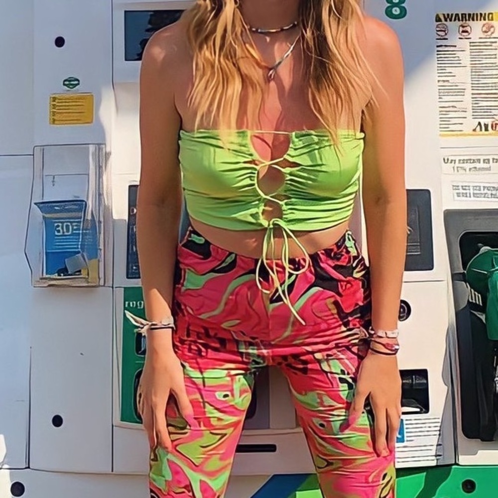 Lime green tube top with detail